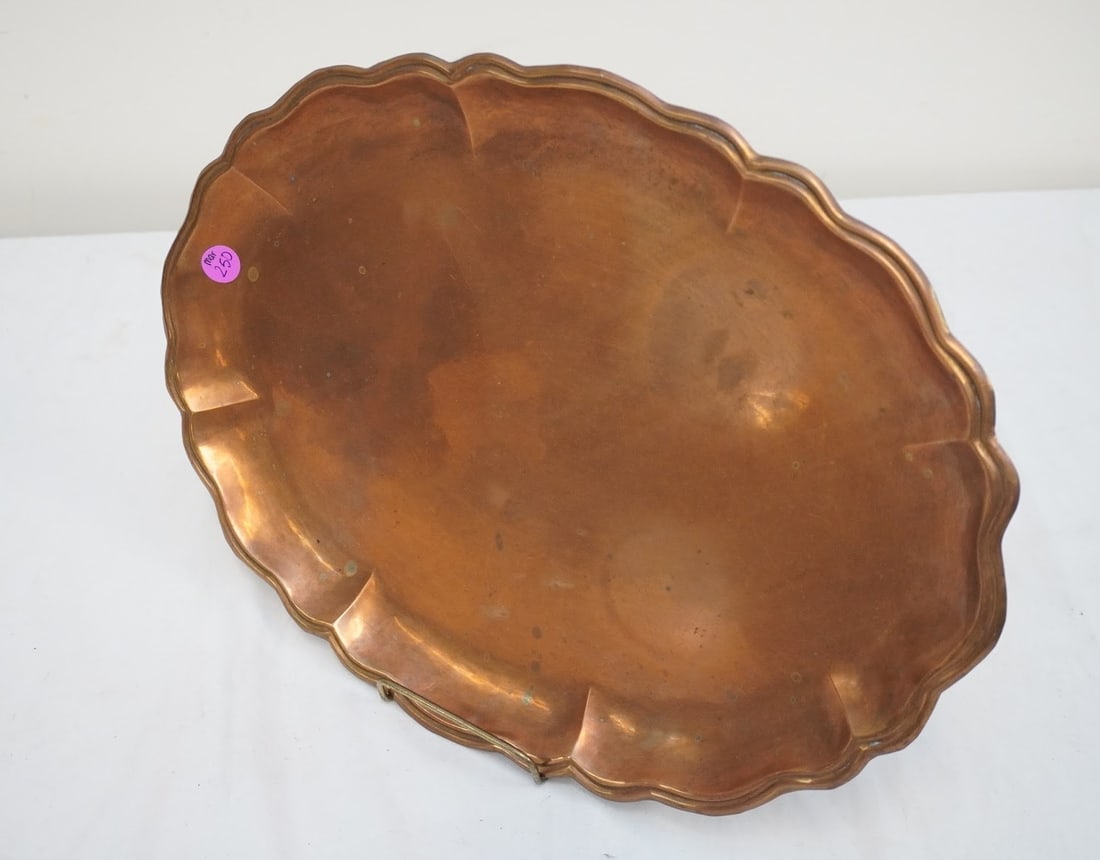 LARGE ANTIQUE COPPER SERVING TRAY (1 of 3)