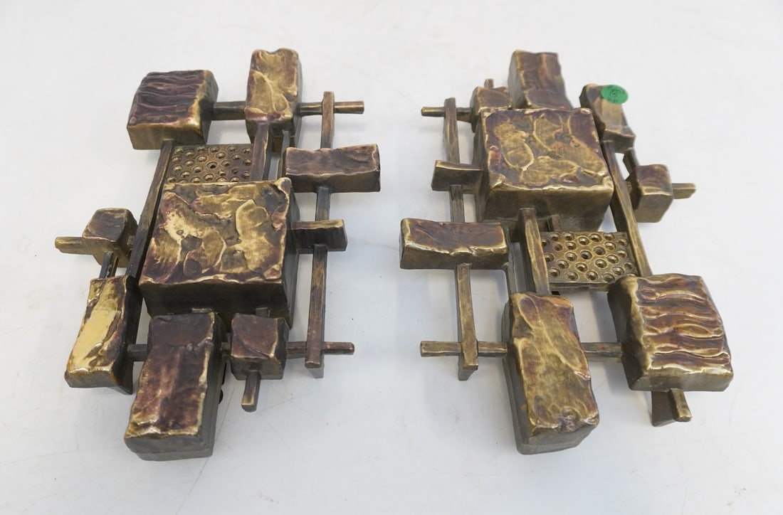 PAIR MCM BRUTALIST SYROCO WALL DECOR - 2