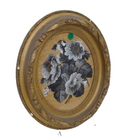 ANTIQUE VICTORIAN BEADWORK FLORAL PANEL