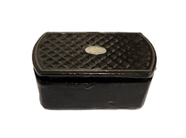 ANTIQUE ENGLISH BLACK PAPER MACHE SNUFF BOX
