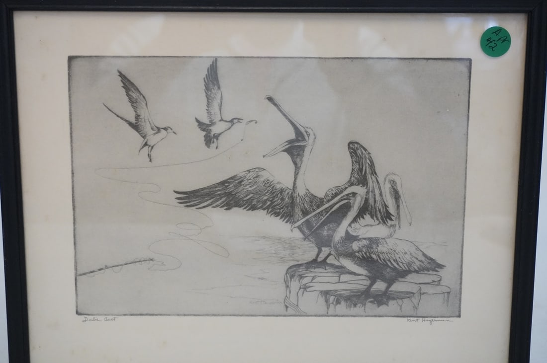 WILLIAM KENT HAGERMAN PELICANS ETCHING - 2
