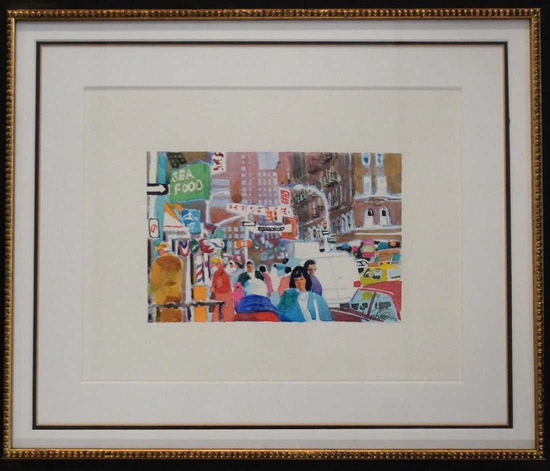 ORIGINAL RHETT THURMAN NEW YORK WATERCOLOR: Original Watercolor New York By Charleston SC artist Rhett Thurman. Gallery framed and matted. In frame measures 13 3/4"x11 3/4"x1/2". Weight 1 lb 12 oz. **In house shipping available on this lot**