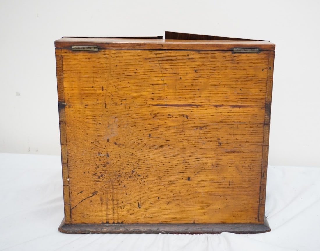 ANTIQUE 1870 FREDERICK WALLER OAK LETTER BOX - 5