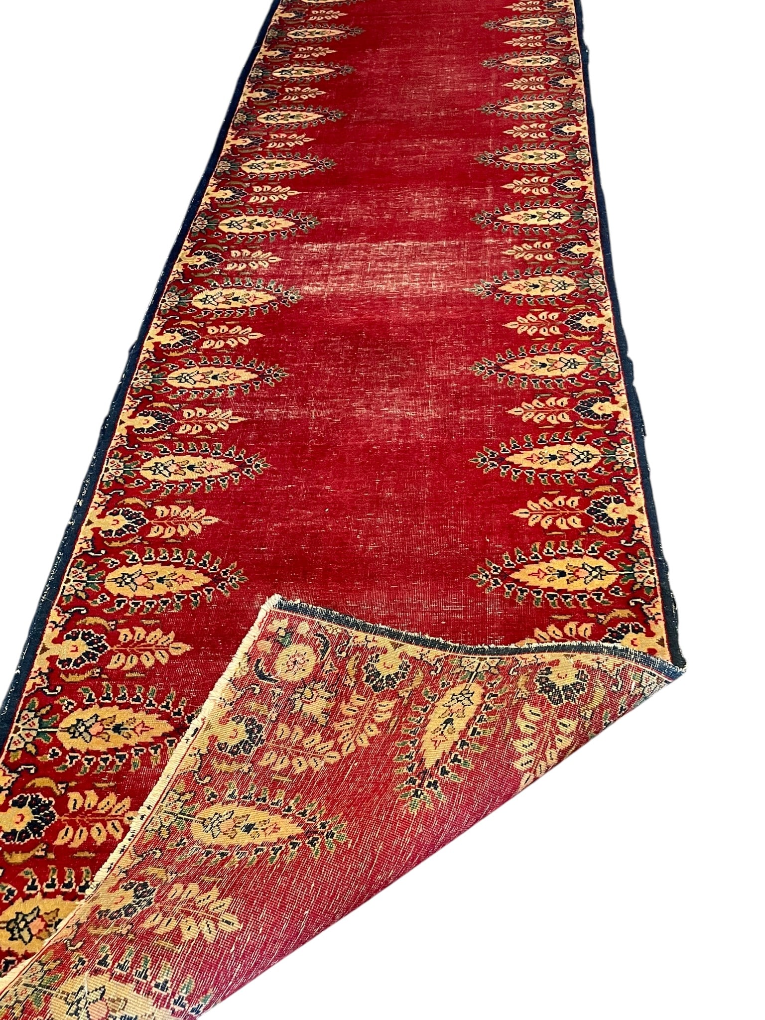 SIGNED ANTIQUE LONG PERSIAN TABRIZ RUNNER - 3