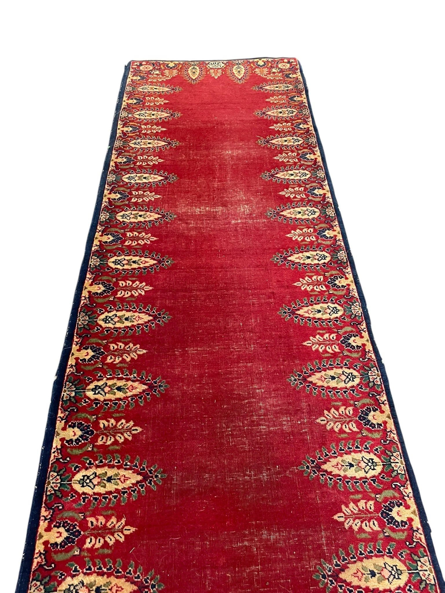 SIGNED ANTIQUE LONG PERSIAN TABRIZ RUNNER - 4