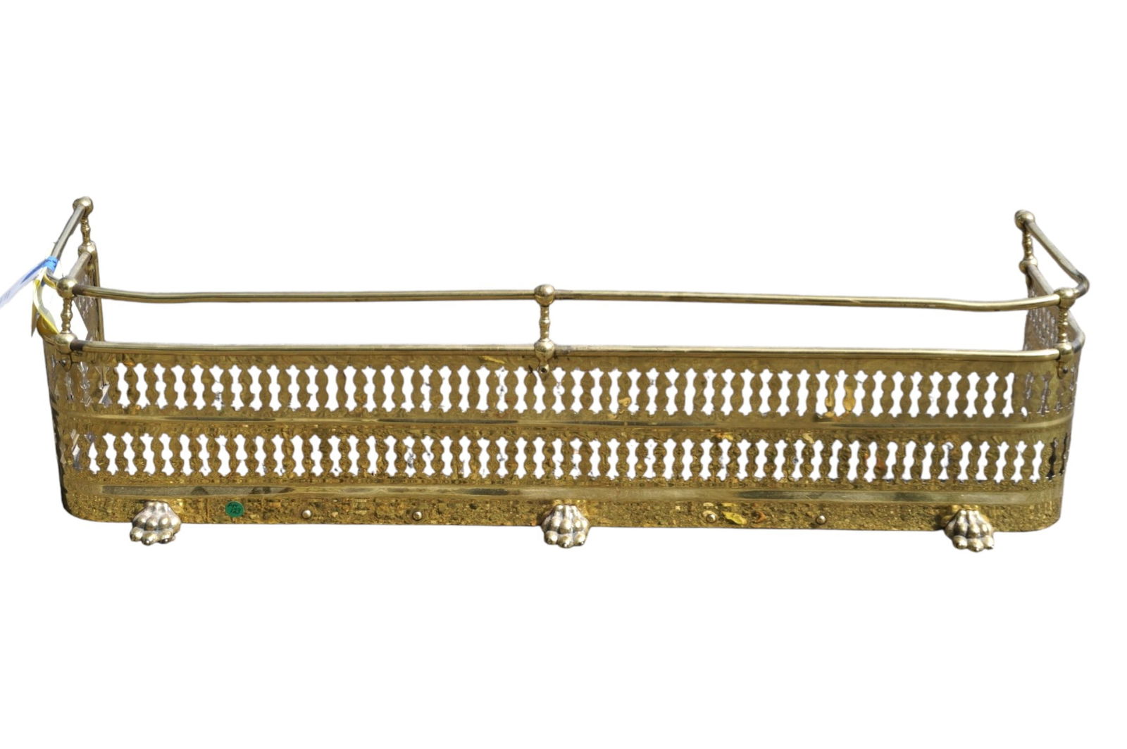 ENGLISH REGENCY PERIOD BRASS FIREPLACE FENDER (1 of 6)