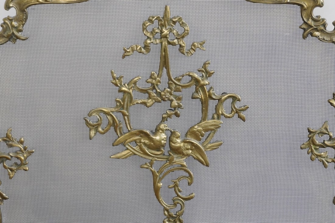 ANTIQUE FRENCH GILT BRONZE FIREPLACE SCREEN - 6