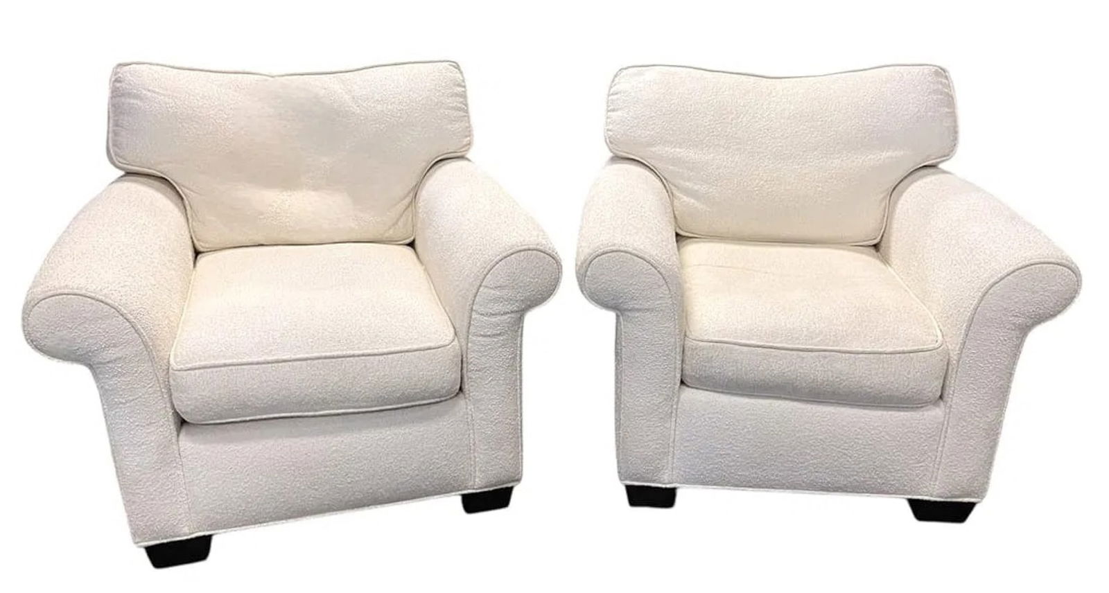 PAIR UPHOLSTERED ARM CHAIRS WITH PILLOWS (1 of 2)