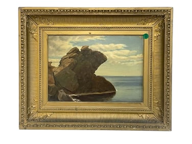 AMERICAN SCHOOL PULPIT ROCK NAHANT OIL ON PANEL