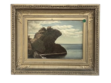 AMERICAN SCHOOL PULPIT ROCK NAHANT OIL ON PANEL