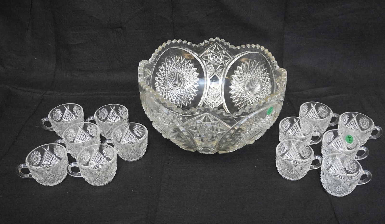 LARGE EAPG DUNCAN & MILLER PUNCH BOWL & CUPS (1 of 4)