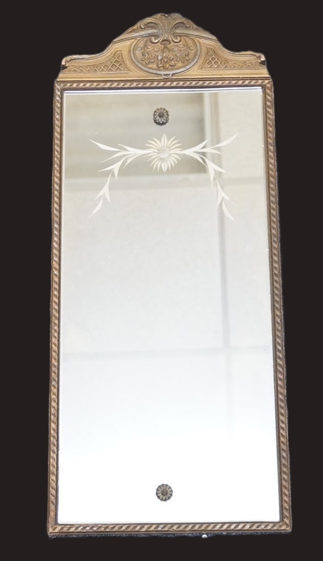 ANTIQUE ART DECO RECTANGULAR ETCHED MIRROR (1 of 3)