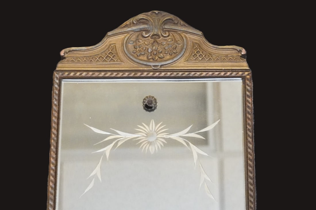 ANTIQUE ART DECO RECTANGULAR ETCHED MIRROR - 2