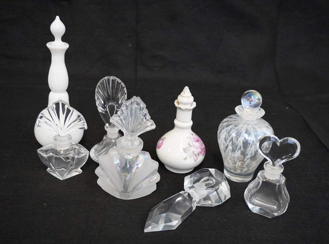 VINTAGE CUT CRYSTAL AND GLASS PERFUME BOTTLES - 8 PIECES (1 of 4)