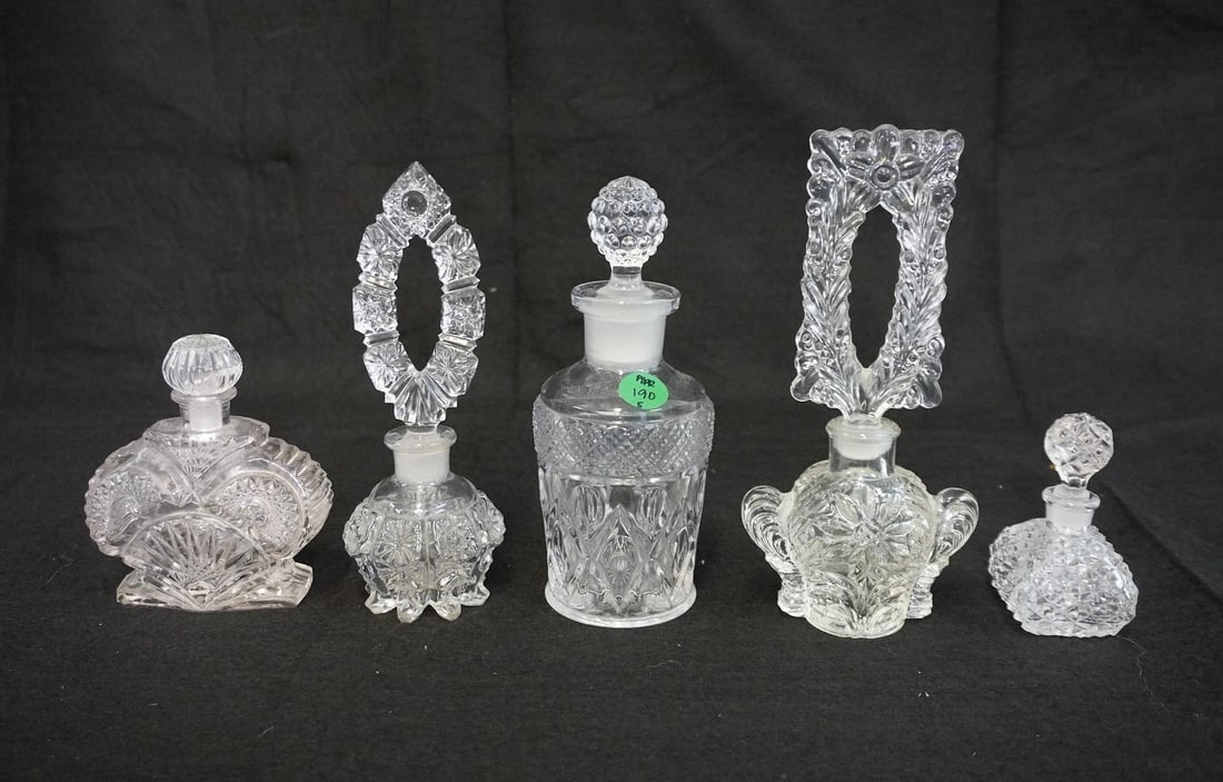 VINTAGE ORNATE GLASS PERFUME BOTTLES - 5 PIECES (1 of 4)