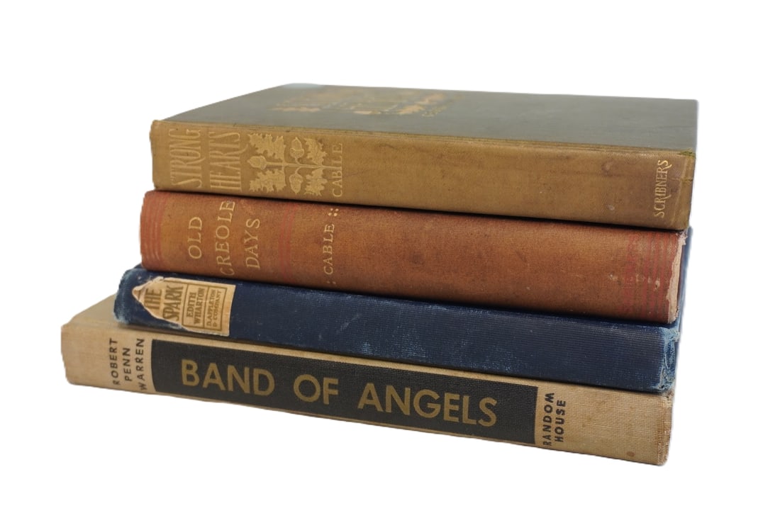 LOT OF 4 ANTIQUE BOOKS - WHARTON, CABLE, AND WARREN: Lot of 4 Antique/Vintage Books. This lot includes: Strong Hearts by George W. Cable, Old Creole Days by George W. Cable, The Spark by Edith Wharton and Band of Angels by Robert Penn Warren which is