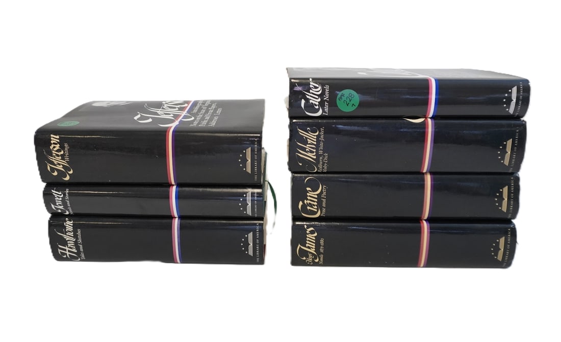 COLLECTION OF LIBRARY OF AMERICA CLASSIC EDITIONS - 7 VOLUMES: 7 Volumes of the Library of American Editions of Classics. Includes: James, Crane, Melville, Cather, Hawthorne, Jewett, and Jefferson. All of their original dust jackets. Each measures approx. 8" x