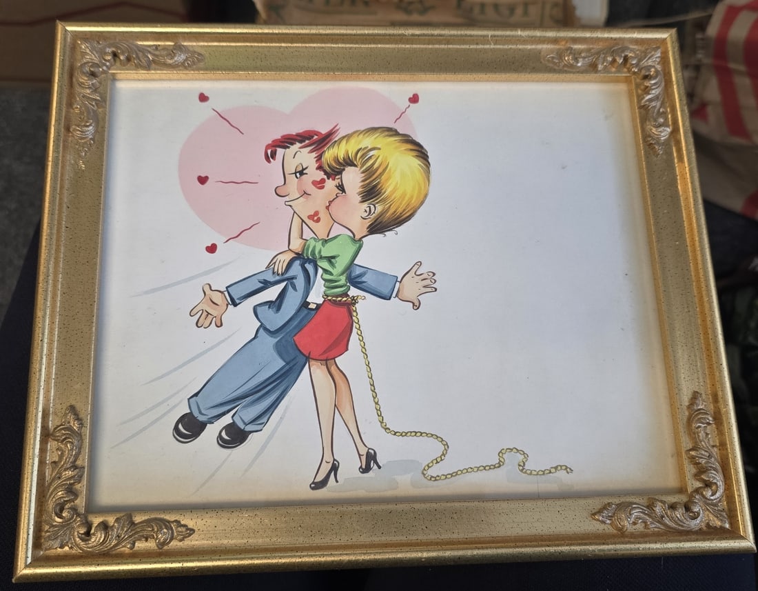 ORIGINAL 1940-50s VALENTINES ILLUSTRATION: Original 1940-50s Mid Century Hallmark Valentines Illustration. Unsigned. Measures 11.5" x 9.75" and weighs 1 lb 6 oz. **In house shipping available on this lot** If you win this lot, please select