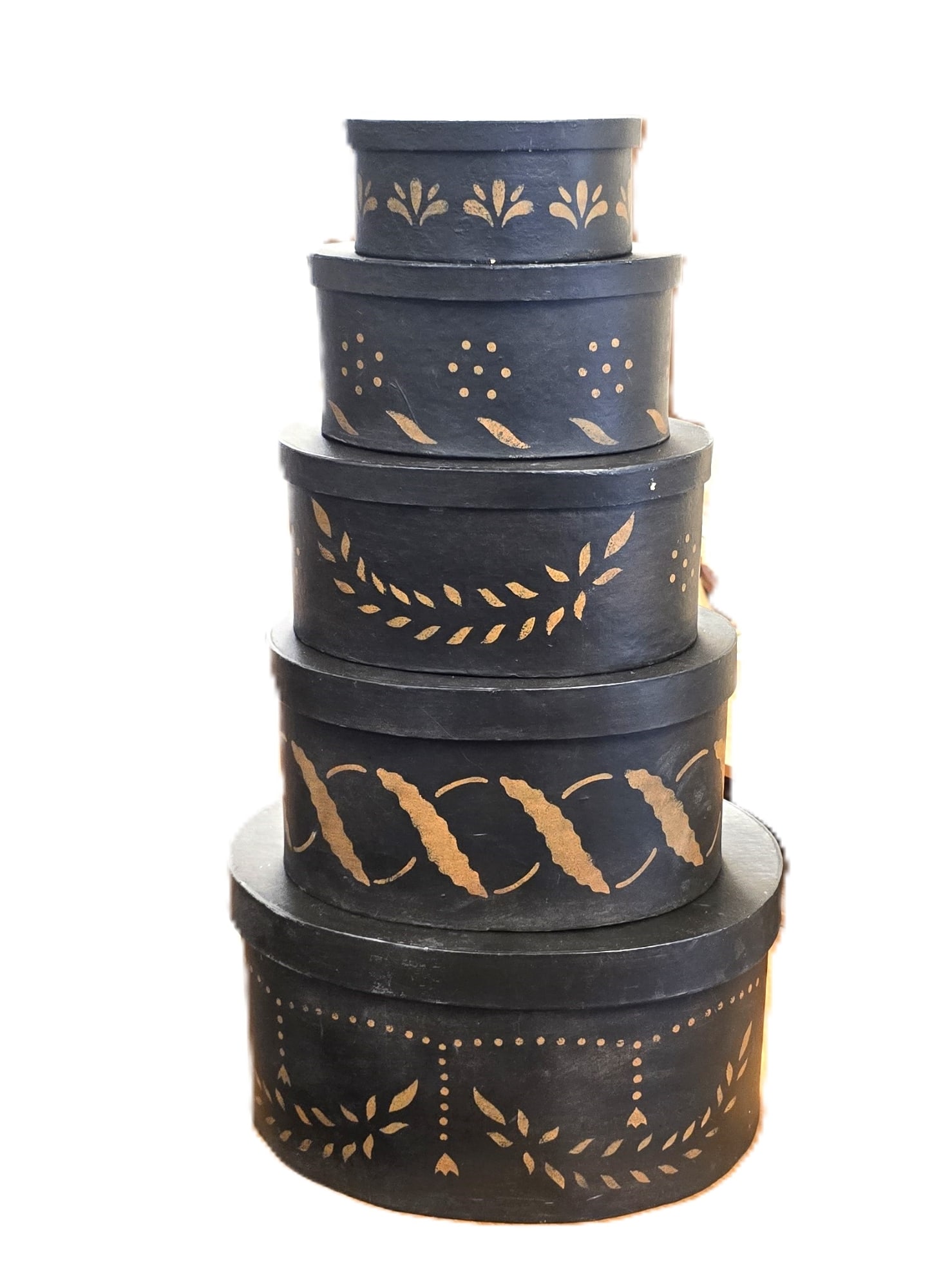 PRIMITIVE PAINTED PANTRY STACKING BOXES - 5 PIECES (1 of 2)