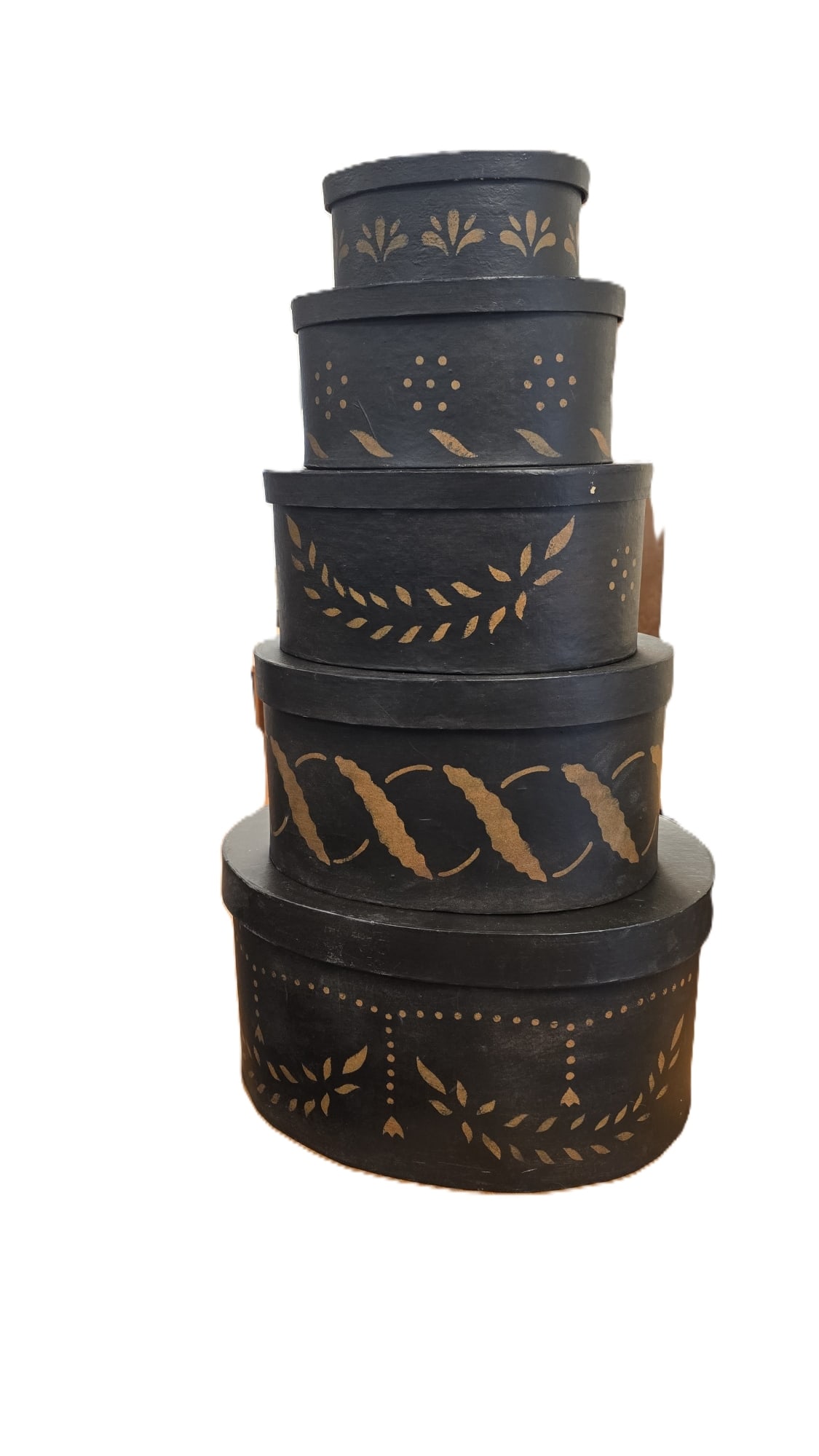 PRIMITIVE PAINTED PANTRY STACKING BOXES - 5 PIECES - 2