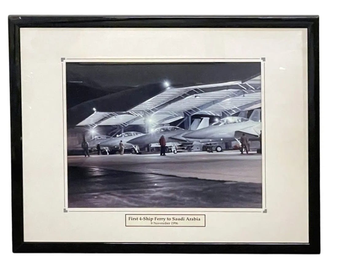 FRAMED PHOTO 1996 FOUR SHIP FERRY JETS: Framed 1996 Photo of the First 4 Ship - Ferry to Saudi Arabia. Professionally framed.. In frame 21 1/2"x17 1/2"x1". Weight 3 lbs 6 oz **In house shipping available on this lot** If you win this lot, p