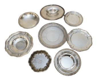 8 PC VINTAGE SILVERPLATE BOWLS - SALVER + MORE