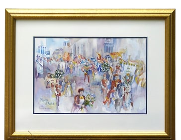 MARGARET HALL HOYBACH WATERCOLOR ITALY FRAMED