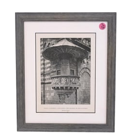 ANTIQUE ENGRAVING PRATO CATHEDRAL - EXTERNAL PULPIT