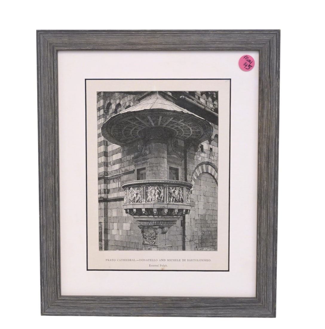 ANTIQUE ENGRAVING PRATO CATHEDRAL - EXTERNAL PULPIT (1 of 3)