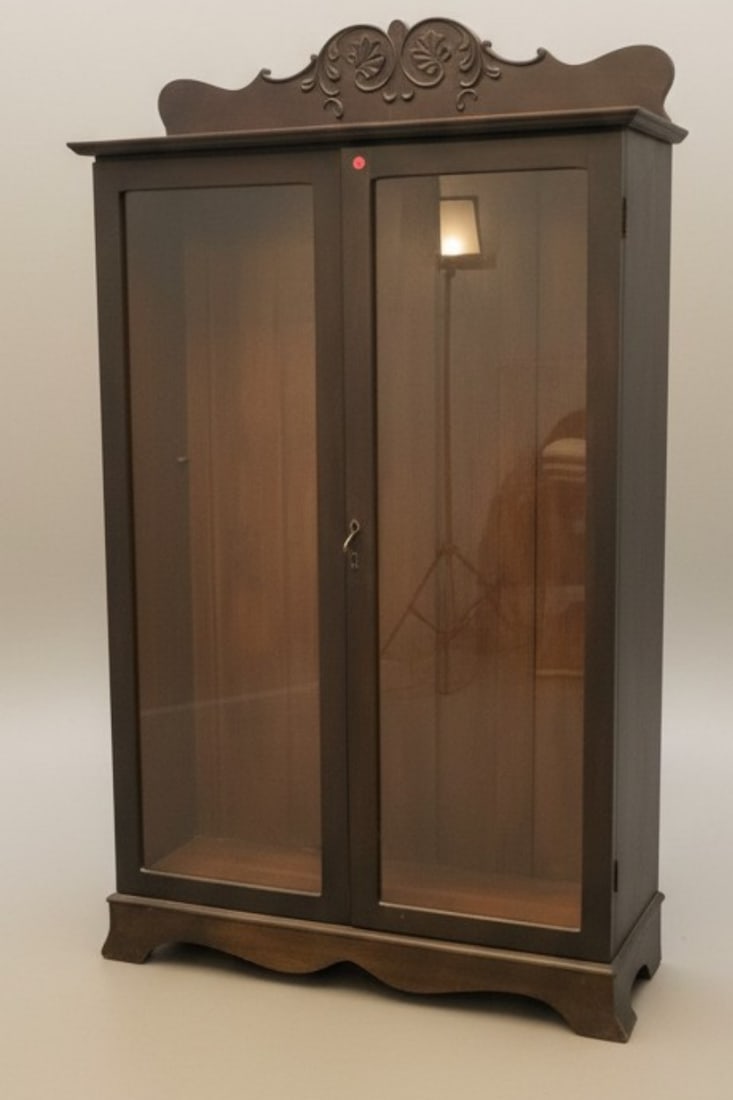ANTIQUE 19TH C GLASS DOOR CURIO CABINET DISPLAY CASE (1 of 2)
