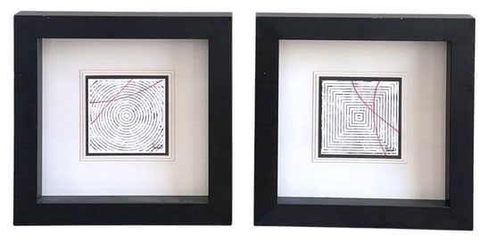 PAIR ABSTRACT SCREEN PRINTS KINDER - HARRIS