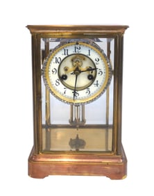 1898 WATERBURY BRASS REGULATOR MANTEL CLOCK