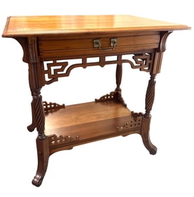 ANTIQUE 19TH C OAK ONE DRAWER LIBRARY TABLE