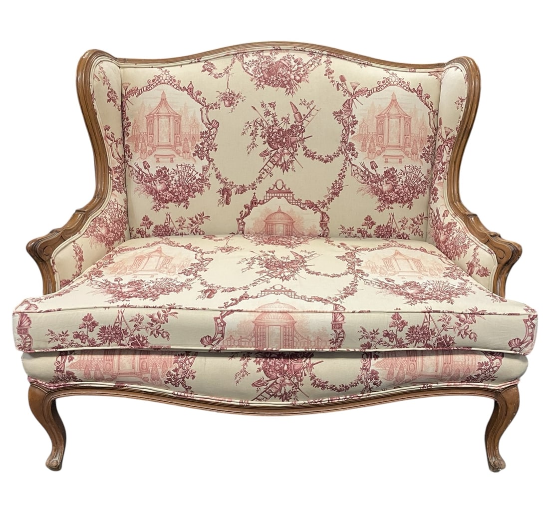 ANTIQUE FRENCH LOUIS XV STYLE SETTEE TOILE DE JOUY (1 of 9)