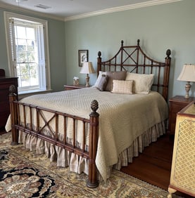 CONTEMPORARY SPLIT BAMBOO & FRETWORK QUEEN SIZE BED