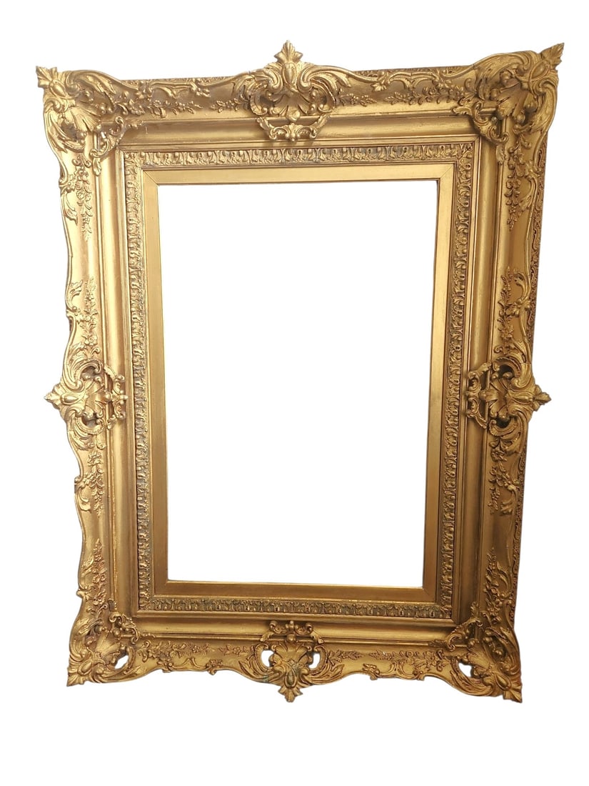 LARGE ANTIQUE FRENCH GILT CARVED WOOD FRAME (1 of 6)