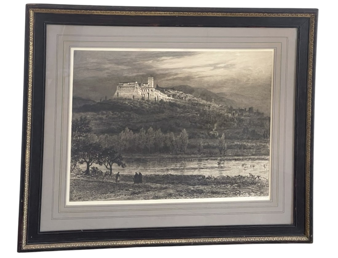 AXEL HERMAN HAIG (1835-1921) SIGNED LARGE ETCHING OF ASSISI: Axel Herman Haig (Swedish, 1835 - 1921) Etching of Assisi. 1903. Signed in pencil, lower right. Titled, initialed and dated in the plate. 18 3/4 x 24 in. (476 x 610 mm). Sheet Size: 24 1/2 x 29 1/2 in