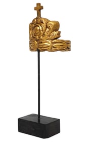 EUROPEAN RELIGIOUS GOLD LEAF CROWN ON STAND