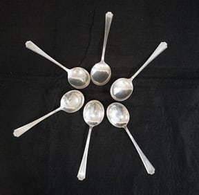 6 GORHAM STERLING SILVER FAIRFAX CREAM SOUP SPOONS