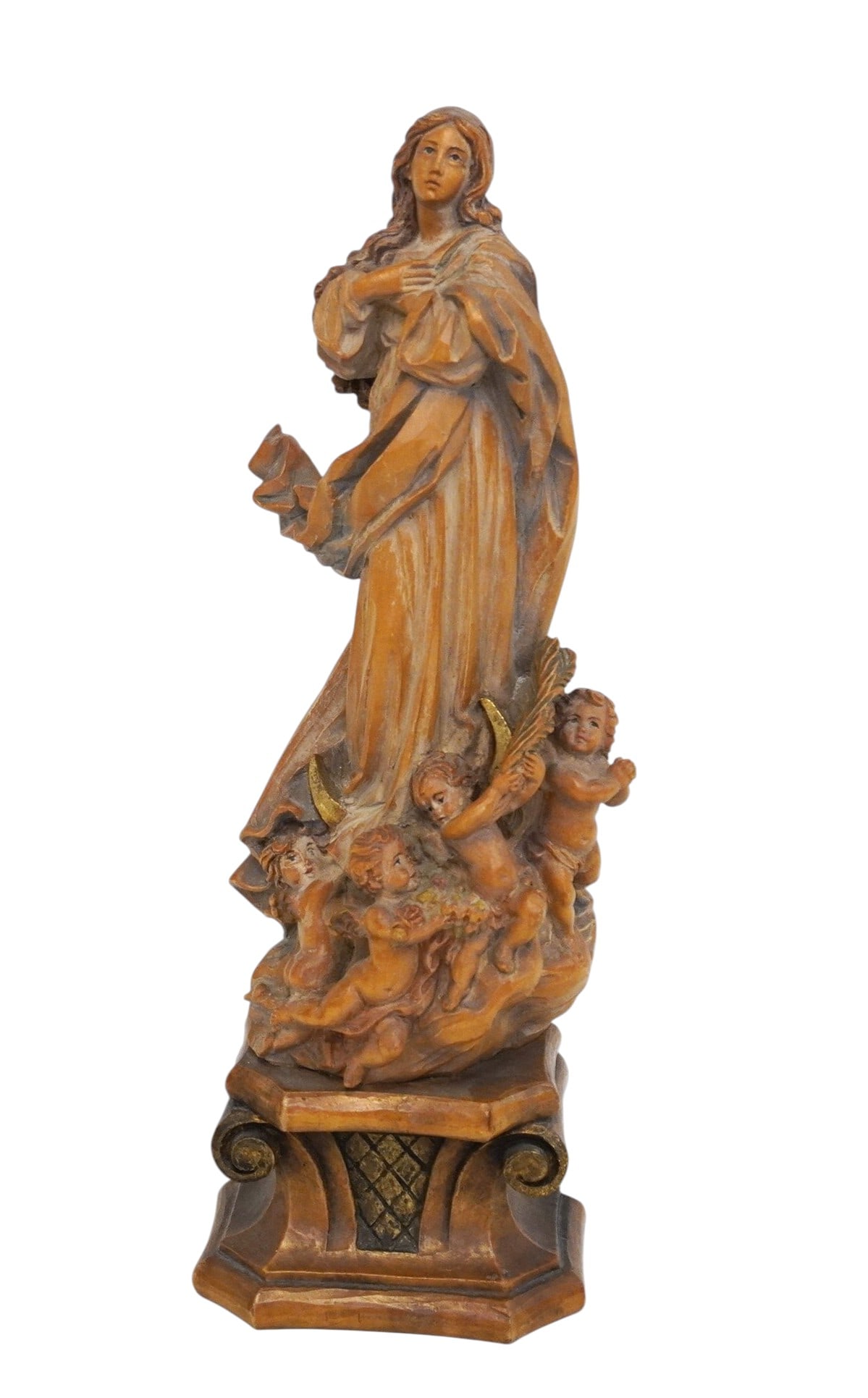 VINTAGE 12 1/2 " ANRI CARVED WOOD OUR LADY MARY MADONNA ASSUMPTION AFTER MURILLO (1 of 7)