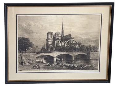 AXEL HERMAN HAIG (1835-1921) SIGNED LARGE ETCHING OF NOTRE DAME
