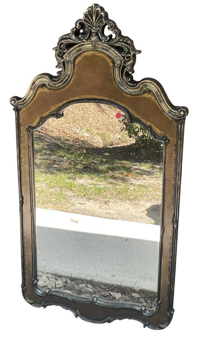 VINTAGE HOLLYWOOD REGENCY MIRROR 45": Vintage Carved Hollywood Regency French Style Carved Frame. Measures 24"x45"x1 1/4". Weight 12 lbs PROVENANCE The Historic R.M. Venning House, Charleston SC **In house shipping available on this