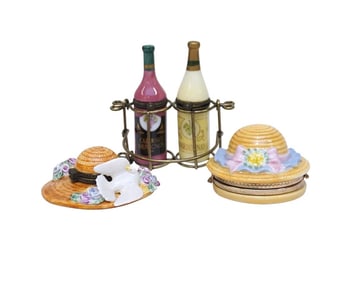 4 PORCELAIN TRINKET BOXES LIMOGES STYLE