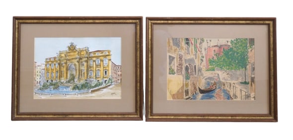 2 GRAZIA CARTI MID CENTURY HAND COLORED LITHOGRAPHS