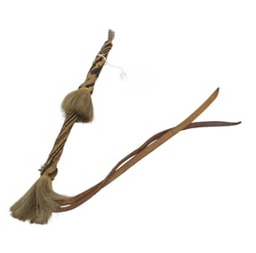 ANTIQUE AMERICAN WESTERN HITCHED HORSEHAIR QUIRT