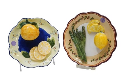 PAIR BELLA CASA BY GANZ TROMPE L'OEIL PLATES