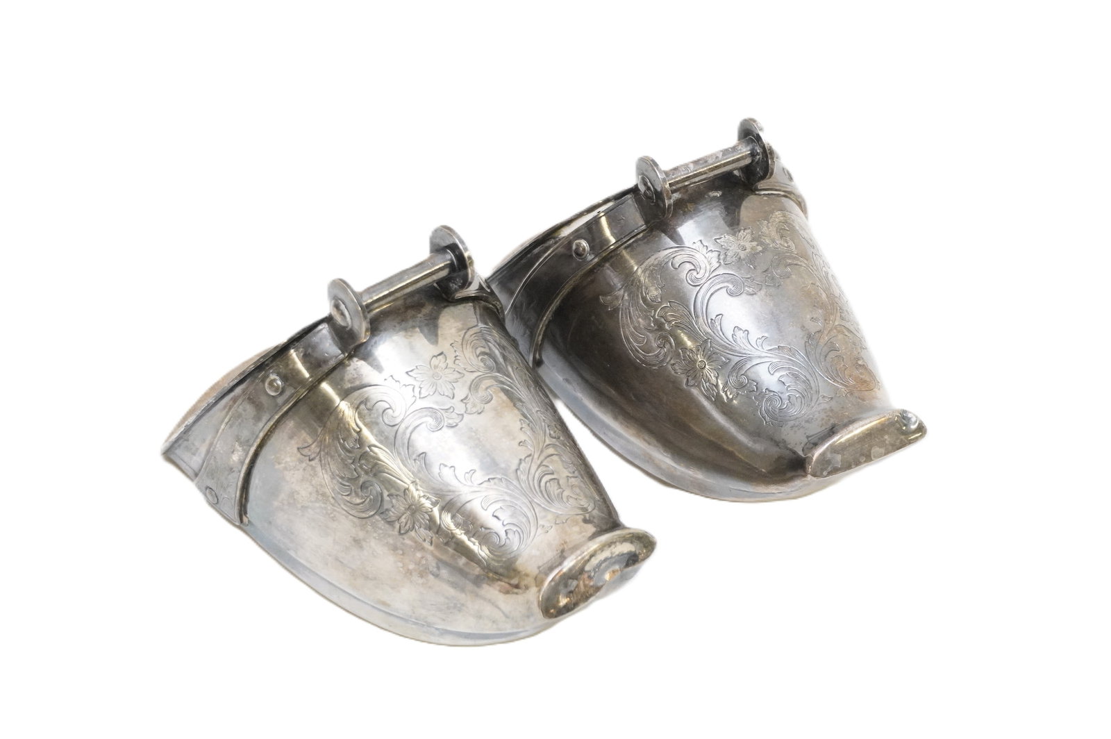 PAIR OF SPANISH COLONIAL STYLE PERIOD SILVER PLATED STIRRUPS (1 of 6)
