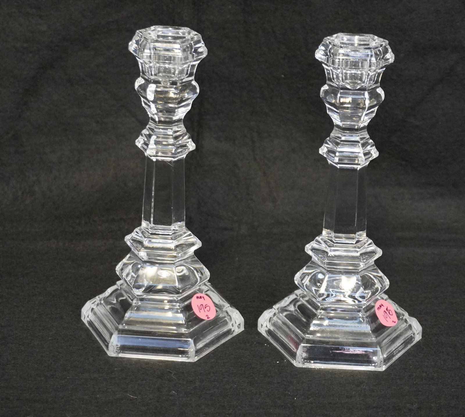 PAIR OF TIFFANY & CO. CRYSTAL PLYMOUTH CANDLESTICKS (1 of 3)