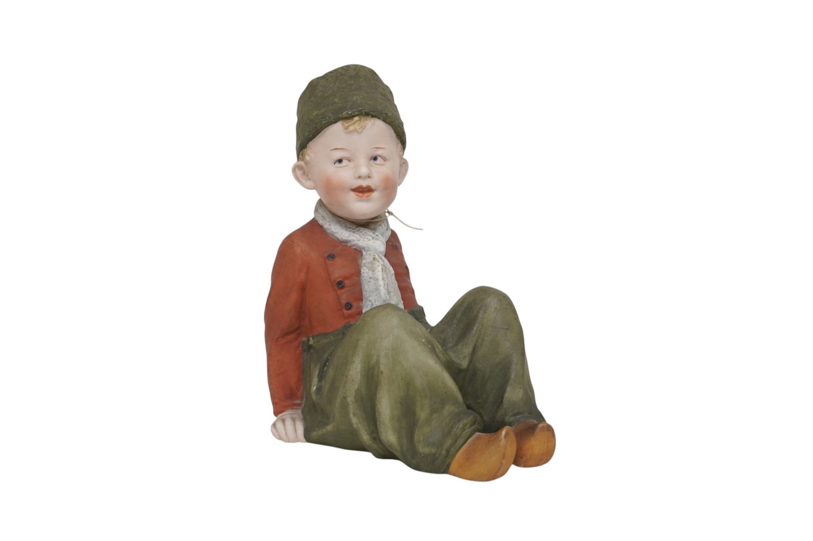 ANTIQUE GEBRUDER HEUBACH FIGURINE: Antique Gebruder Heubach Bisque Figurine, circa early 1900s. Made in Germany. Marked on bottom. Measures approx. 9.25" x 6.25" x 5.5" and weighs 1 lb 5 oz.
