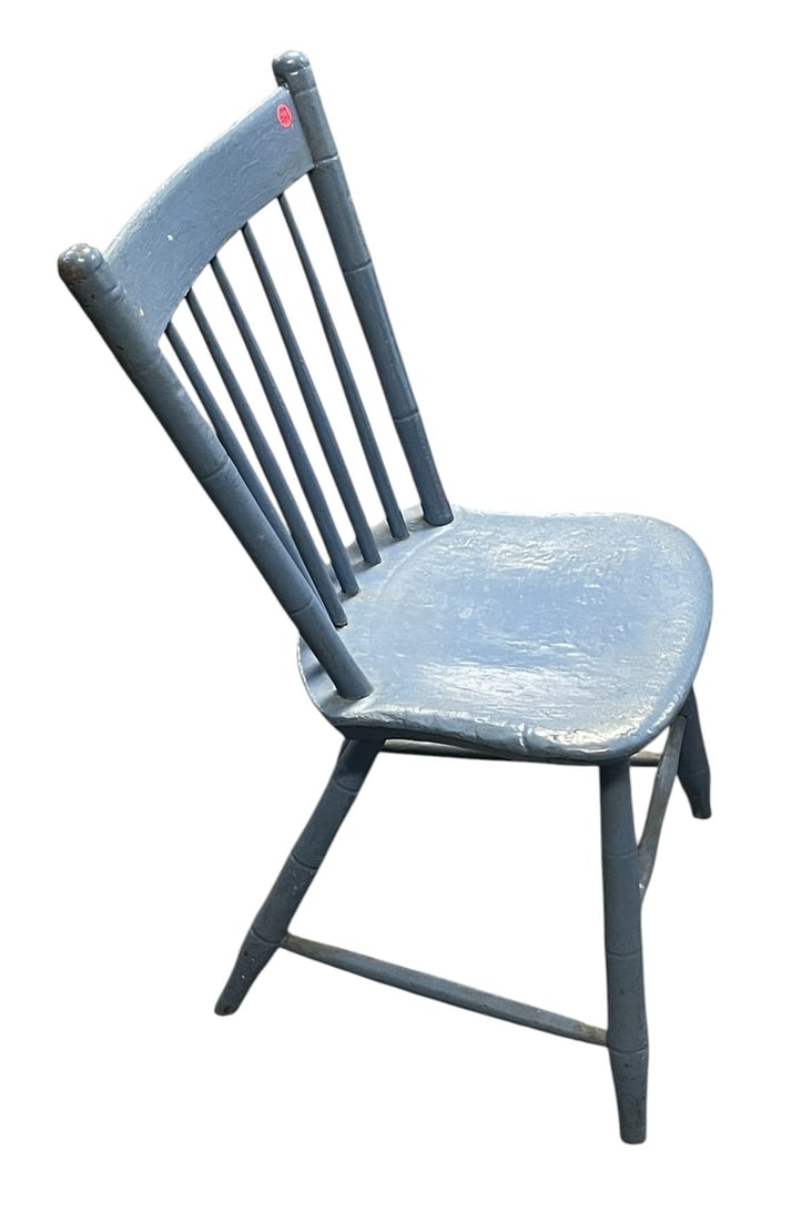 ANTIQUE PRIMITIVE PENNSYLVANIA SIDE CHAIR PAINTED BLUE (1 of 4)